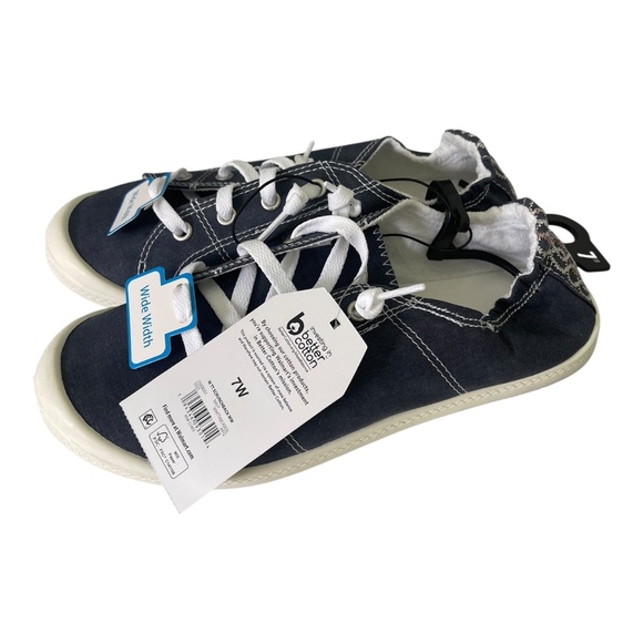 WIDE WIDTH BLUE Time and Tru Women's Scrunch Back Slip-On Sneaker Size Various - Picture 3 of 9